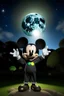 Placeholder: Mickey Mouse with a Supernova above the hand of an Earth person in a developed public park