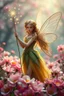 Placeholder: A hyper-realistic,A fairy with a wand of twinkling stars, surrounded by a sea of vibrant blooms in a dreamlike fantasy world., Photo Real, HOF, full size, practicality,manufacturability,performance, (((realism, realistic, realphoto, photography, portrait, realistic, elegant, charming, apocalyptic environment, professional photographer, captured with professional DSLR camera, trending on Artstation, 64k, ultra detailed, ultra accurate detailed, bokeh lighting, surrealism, Thomas Kinkade backgroun