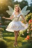 Placeholder: A hyper-realistic photo, smiling fairy lady in a garden ,Sun Light, Shiny Simple White Costumei, full portrait, glamorous, 64K, hyperrealistic, vivid colors, (glow effects:1.2) , 4K ultra detail, , real photo, Realistic Elements, Captured In Infinite Ultra-High-Definition Image Quality And Rendering, Hyperrealism, real world, in real life, realism, HD Quality, 8k resolution, , real photo, 8 k