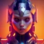 Placeholder: Latin, Cyber Woman, orange short hair, samurai, cyberpunk, neon, highly detailed, art stations, concept art, smooth, unreal engine 5, god rays, ray tracing, RTX, lumen lighting, ultra detail, volumetric lighting, 3d, finely drawn, high definition, high resolution, gradient background