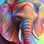 Placeholder: Elephant head portrait, bright colors, splash paint, centered, detail, 8k resolution