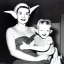 Placeholder: Old 1950s photo of elf with a child