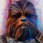 Placeholder: photorealistic and intricate portrait of chewbacca in star wars by Carne Griffiths, wearing beskar armor, deep dark colors, hyperdetailed, 32K, oil on canvas,