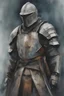 Placeholder: slavic futuristic soldier in armor and robes, watercolor style, ultra detailed character, simple background, oil painting style, dark colors, dramatic lighting