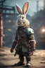 Placeholder: portrait of fast viking rabbit with helmet & boots in fallout 4 setting, bokeh, downlight, prize winning, depth of field, in the style of ivo caprino