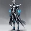 Placeholder: silver skinned anime Dragman cyberpunk full body