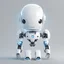 Placeholder: Generate a minimalistic illustration of an artifical intelligence, futuristic robotic part figure in a simple and elegant style.modern aesthetic, centered, looks cute and happy,smiling, charismatic, upper body, color code "8D99AE", color code"FB8500", color code "FFB703".