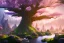 Placeholder: Immersive​ fantasy elven town city in the deep forest with ancient elder tree beautiful blossom nature river 4k full hd