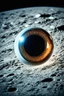 Placeholder: glassy eye like a ball, on the moon, old kodachrome, scratches, bokeh