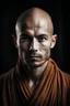 Placeholder: 30 year old wise monk looking straight to the camera