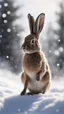 Placeholder: hare in the snow, magazine cover illustration by pen and charcoal, signed, bokeh like f/0.8, tilt-shift lens 8k, high detail, smooth render, down-light, unreal engine, prize winning