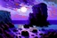 Placeholder: Purple sky, rocks, cliffs, sci-fi, claude monet impressionism paintings