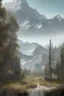 Placeholder: north american animal poster with nature and mountains in the background