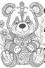 Placeholder: Outline art for coloring page, HIPPIE HAPPY TEDDY BEAR, coloring page, white background, Sketch style, only use outline, clean line art, white background, no shadows, no shading, no color, clear