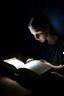 Placeholder: reading a book in the dark without any source of light