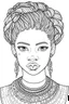 Placeholder: african girl face coloring page with beautiful hairstyle