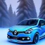 Placeholder: Renault Zoë, futuristic, blue, snowscape