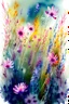 Placeholder: Watercolor, abstract, impressionist, not much detail patterns: Embark on a journey through a field of wildflowers, where the abstract strokes mimic the sway of the blooms in the breeze, offering a delightful and whimsical coloring experience.