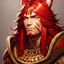 Placeholder: Barbarian anime character, animal hide armor, physically fit, tribal tattoos, scars, washboard abs, red facepaint, red hair, dark eyeshadow, intricate eyeliner, soft round eyes, beads in hair, 8k resolution, cinematic smooth, intricate details, vibrant colors, realistic details, masterpiece, oil on canvas, smokey background