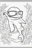 Placeholder: Outline art for cute coloring pages with dolphin with glasses, full body, white background, sketch style, only use outline, clean line art, no shadows and clear and well outlined.