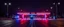 Placeholder: a realistic holographic russian military checkpoint projected by the street lights