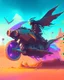 Placeholder: cyberpunk hoover bike flying through the desert Symmetry product render poster vivid colors classical proportion car, glowing fog intricate, elegant, highly detailed, digital painting, art station, concept art, smooth, sharp focus, illustration Art by royocano