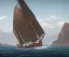 Placeholder: schooner, sail, rough sea, clear sky,