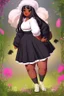 Placeholder: black cute chubby teen girl art fullbody