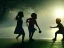 Placeholder: children playing on the Indian street capture them against the sun and make an art silhouette, details, sharp, 8k