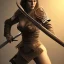 Placeholder: Warrior women with katana sword