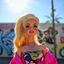 Placeholder: Barbie doll in street art style, in the sun