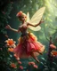 Placeholder: Gorgeous Digital Photography Realistic full body dress steampunk classic pixie flowers with a resemblance to Beautiful woman Tinkerbell on flying up, beauty sharp contrast colors,jungles background,digital fantasy art