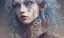 Placeholder: head and shoulders portrait, long blue hair, face paint, jester/clown, Takato Yamamoto artist, Akiya Kageichi artist, Jedediah Berry inspired, 8k resolution concept art portrait, dynamic lighting, hyperdetailed, intricately detailed, maximalist, beautiful, peaceful