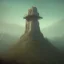 Placeholder: franz frazetta style, tower on hill, amon hen, clear day, forest in the distance