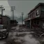 Placeholder: Postapocalyptic small town in hill, hyperrealistic