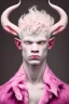 Placeholder: Albino faun young man noble in art deco style pink goat eyes