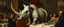 Placeholder: portrait painted by Rembrandt, stupid looking marble dragon rhino at banquet