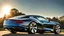 Placeholder: A sleek (((a fusion of bentley and bmw))), its glossy shell reflecting the (((bright sun))), cutting through a (((clear bright blue morning sky)))