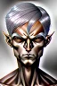 Placeholder: bronze skin, silver hair, short hair, horns, six arms, human, male