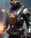 Placeholder: male soldier cyborg| symmetric| steampunk| cyberpunk| cyborg| intricate detailed| to scale| hyperrealistic| cinematic lighting| digital art| concept art| mdjrny-v4 style| red| space city