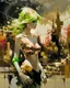 Placeholder: Gold & black an abstract painting by karen henderson, in the style of captivatingly atmospheric Saudi Arabia cityscapes, silhouette of beauty lady, josef kote, whitewashed narratives, flattened perspective, reflections, kōji morimoto --v 5.2 --ar 2:3 --s 600