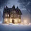 Placeholder: German village house, dark, candle light, snow, 16k quality, hyper realistic, 3d render, dramatic lighting, octane render, volumetric lighting