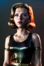 Placeholder: retro portrait image from 1960, explosion, long hair, young Scarlett Johansson, classic black tight lycra suit, metal stick weapon, gold bracelet and belt, high heel boots, soft color, highly detailed, unreal engine 5, ray tracing, RTX, lumen lighting, ultra detail, volumetric lighting, 3d, finely drawn, high definition, high resolution.