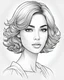 Placeholder: outline art for a gorgeous and sweet lady face, short hair, coloring page, long hair, white background, sketch style, only use outline, clean line art, white background, no shadows and clear and well outlined