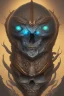 Placeholder: blue alien, cracks in the head, evil, Asian eyes, weapons, blood, 8k, finely detailed, photo realistic, Boris Vallejo style turquoise skull head gold dragon space alien moon skeleton Viking helmet Black background