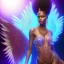 Placeholder: full body shot, masterpiece, best quality, black skinned, sparkling eyes, long hair, gorgeous African Fairy queen,wings,fluorescent skin,light blue makeup,sparkly glass diamond transparentsynthwave, light indigo, trasparent , irridescent, highly detailed body, sun light, 4K, RAW, depth of field, high contrast, realistic details, 24mm vaporwave aesthetic, synthwave, artstation, concept art, smooth, extremely sharp detail, finely tuned detail, ultra high definition, 8 k, unreal engine 5, ultra sha