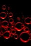 Placeholder: small transparent red soap bubbles surreal on black background