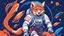 Placeholder: Create a visually stunning high tech image with blue and orange of an astronaut riding on the back of a giant fox
