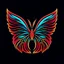 Placeholder: symetry!!, butterfly!!, view from a side, wings waving, logo, NFT, futuristic, curves, lines, simple, gradient