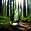 Placeholder: Create hyper-realistic photo of a glass tumbler in a wild forest. Inside, a miniature [New Yourk] with landmarks. A trasparrent 3D text of [New Yourk] blends naturally into the landscape . Soft bright daylight, reflections, and subtle imperfections like fingerprints. DSLR quality, sharp focus.